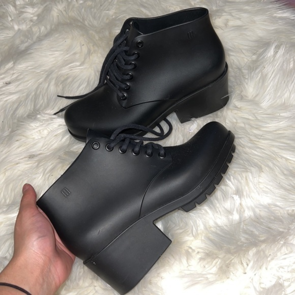 Melissa black booties lace up
